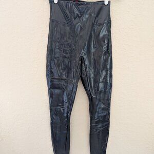 SPANX Patent Leather Leggings Dark Navy Blue Size S NWOT